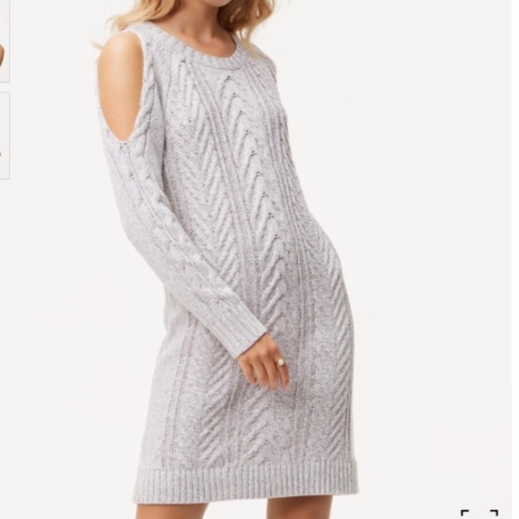 open shoulder sweater dress